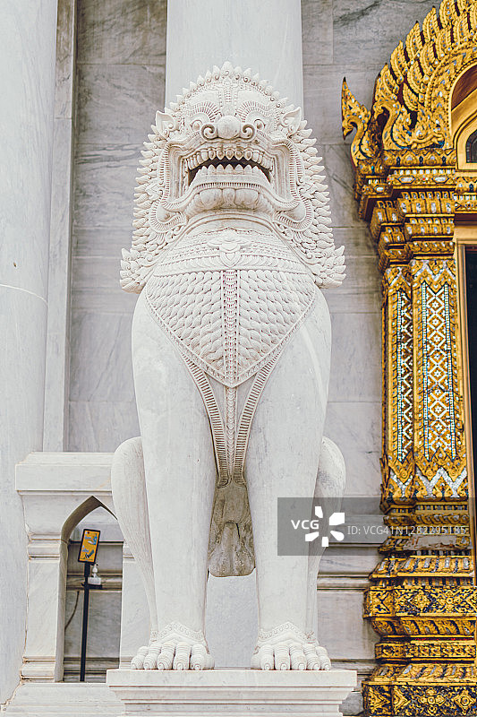 曼谷云石寺的大理石狮子特写，泰国，亚洲图片素材