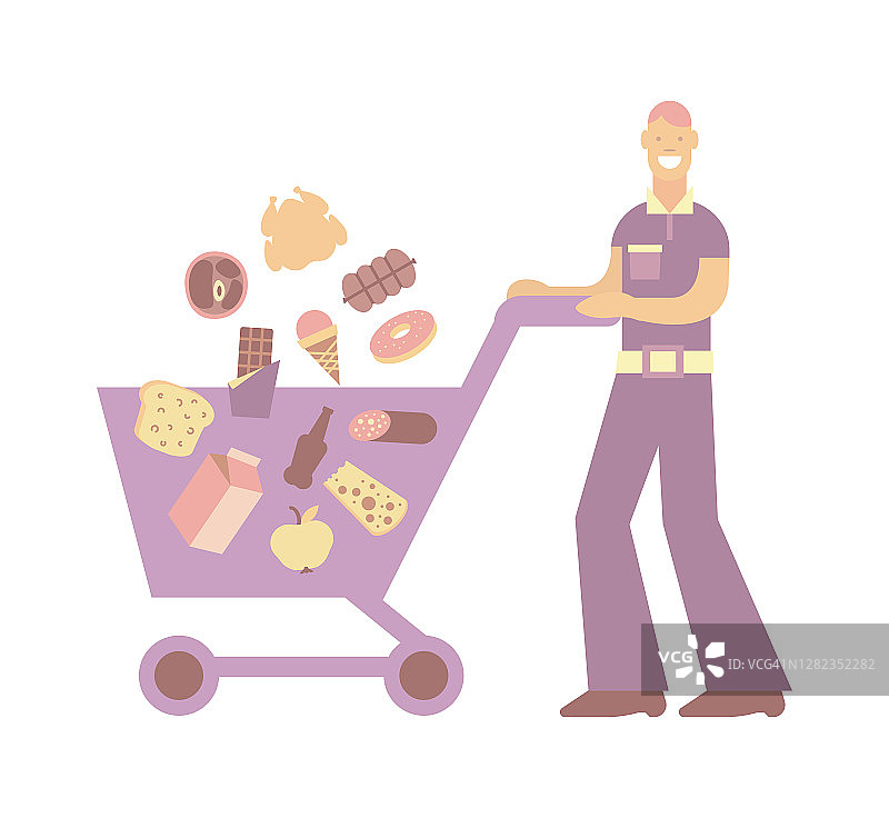 手推购物车的男人图片素材