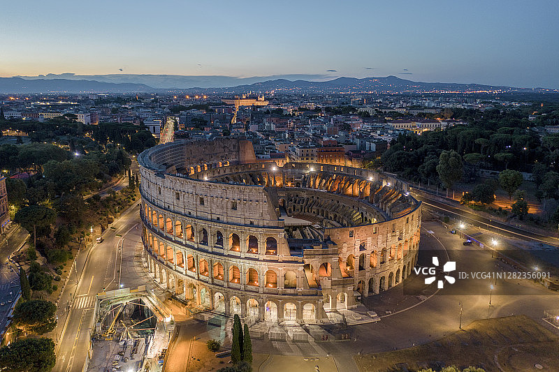 罗马弗拉维安圆形剧场鸟瞰图图片素材