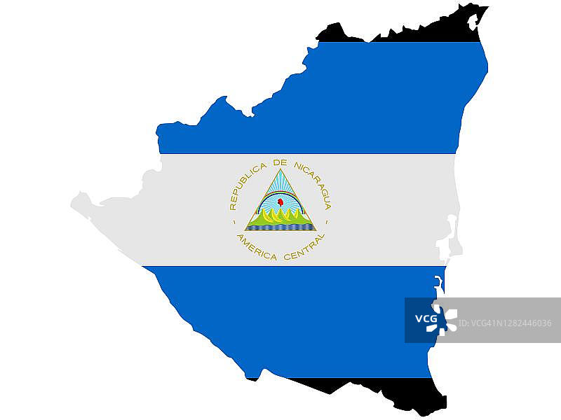 尼加拉瓜地理国家/地区形状的旗帜图片素材