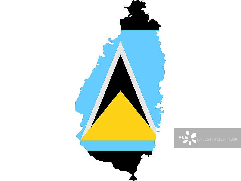 圣卢西亚地理国家旗帜（拉丁美洲和加勒比海地区，加勒比海，美洲）图片素材