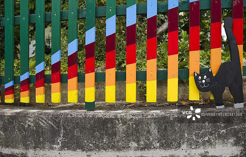 彩绘花园栅栏，斯图加特，巴登-符腾堡州，德国图片素材