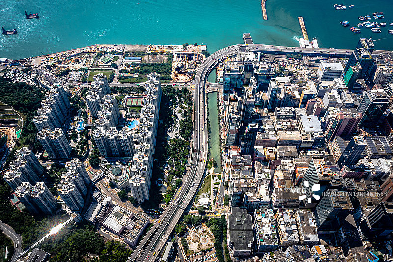 观塘航拍视角图片素材