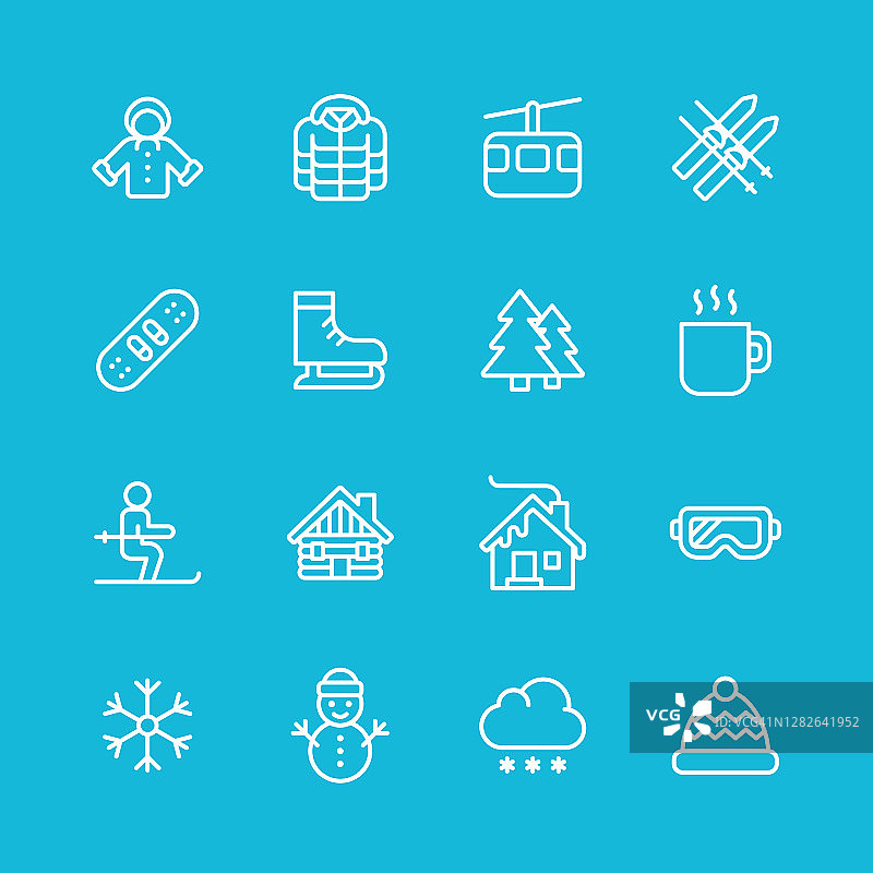 冬季线性图标素材（移动和网页端）图片素材