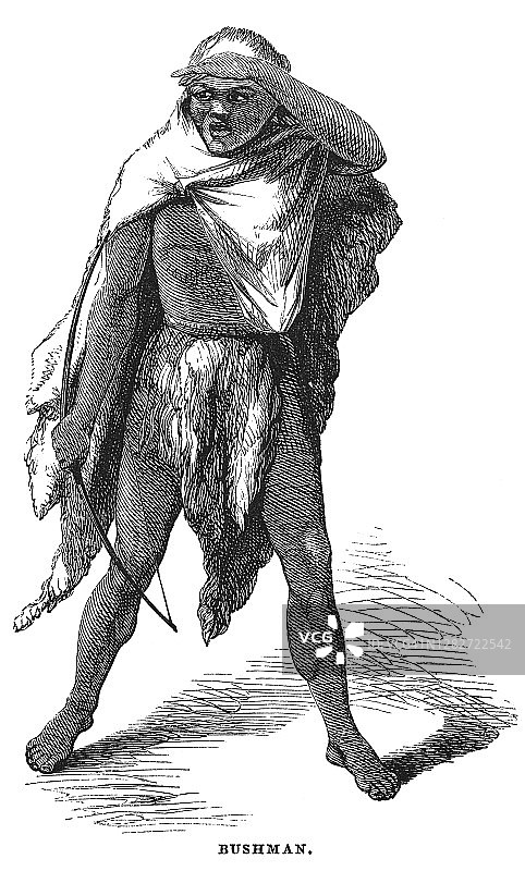 布须曼人古董雕刻插图图片素材