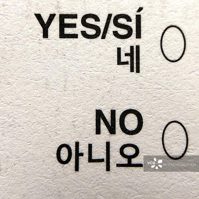 邮寄选票上的“是”与“否”投票选择图片素材