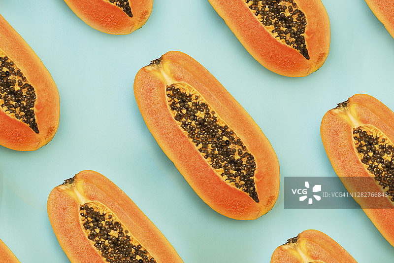 木瓜及其种子的俯视图图片素材