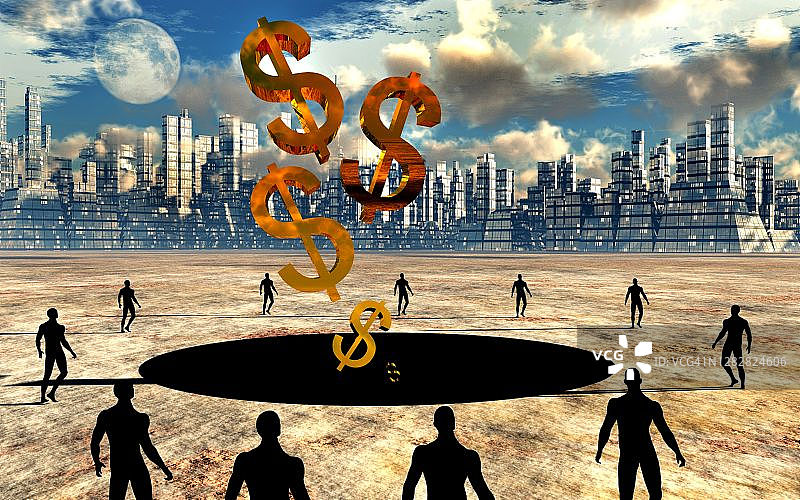 金钱坠入无底黑洞图片素材