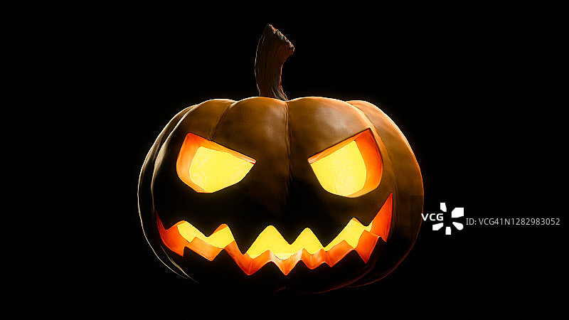 黑色背景上的万圣节南瓜灯图片素材