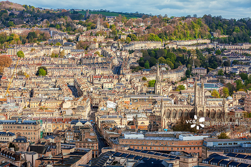 亚历山德拉公园鸟瞰巴斯中心图片素材