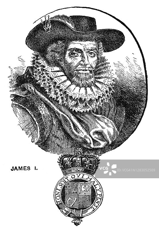 詹姆斯一世国王（亦称詹姆斯六世）肖像 - 英格兰、爱尔兰和苏格兰国王图片素材