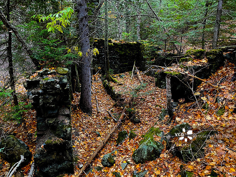 克利夫矿的苔藓和树叶覆盖的废墟图片素材