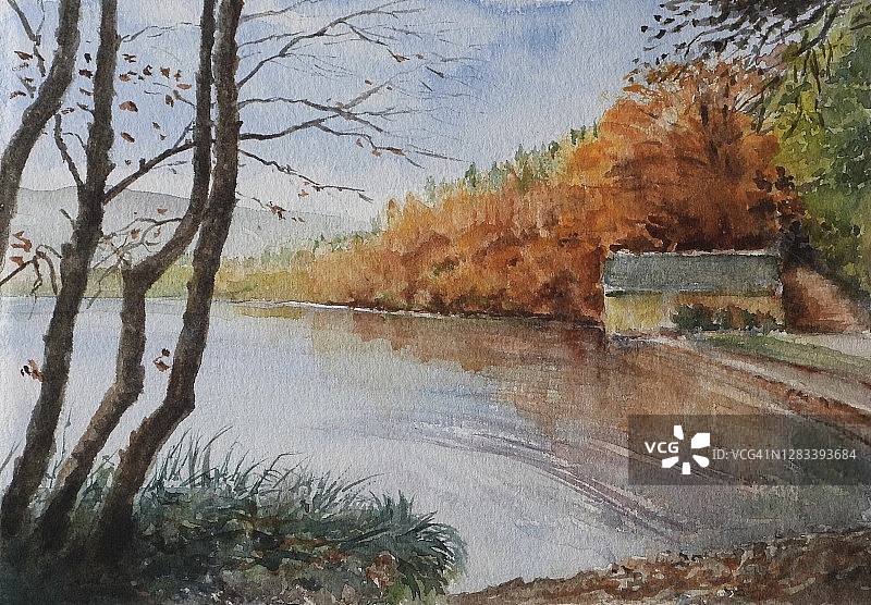 克拉莫克湖岸边的船屋图片素材