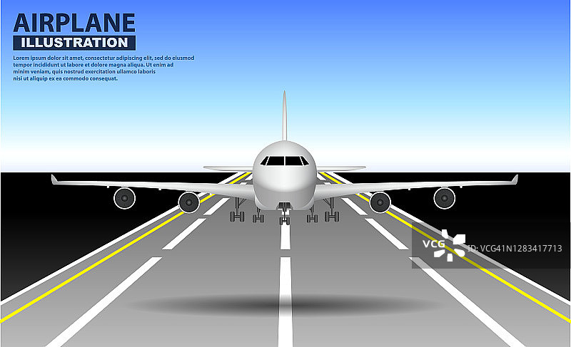 逼真的飞机模型素材，包含起飞和降落场景，商业航空或飞机商务概念。EPS 10矢量格式，易于修改图片素材