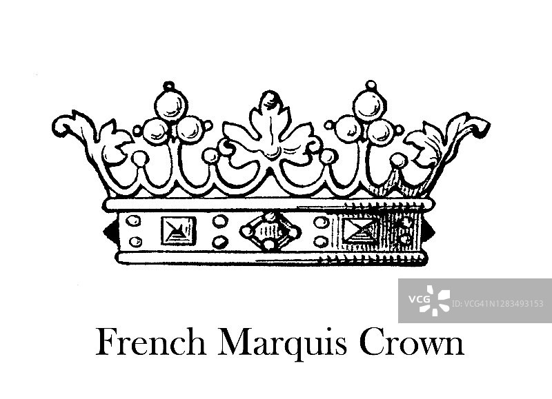 法国侯爵皇冠古董雕刻插图图片素材