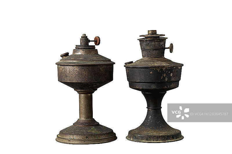 老式煤油灯，白色背景上的复古煤油灯图片素材