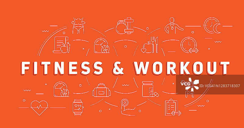 健身锻炼相关现代线条风格矢量插画图片素材