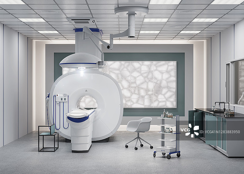 带有CT扫描设备的医院病房图片素材