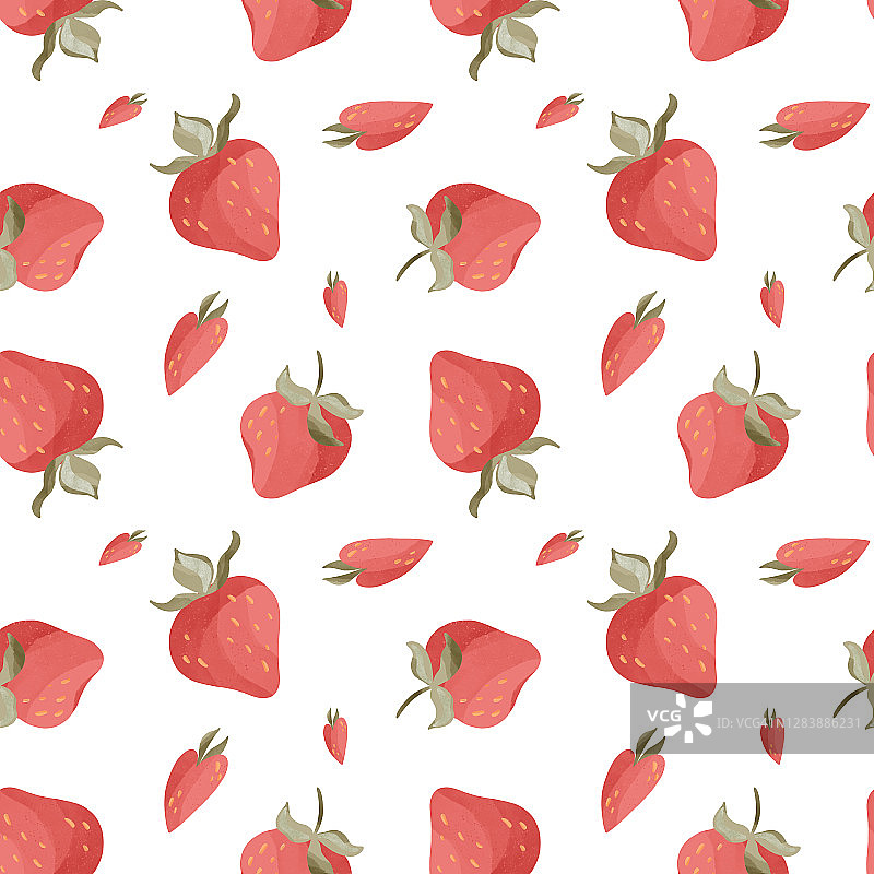 可爱风草莓和叶子图片素材