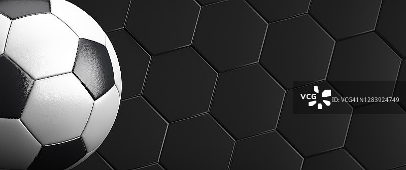 足球运动banner：深色背景上的足球，留白图片素材