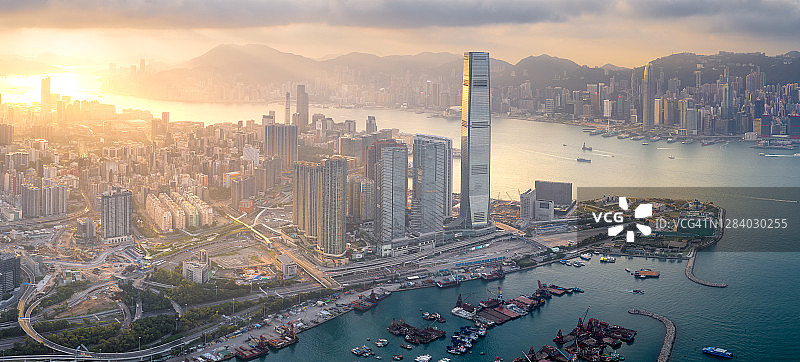 香港西九龙的日出图片素材