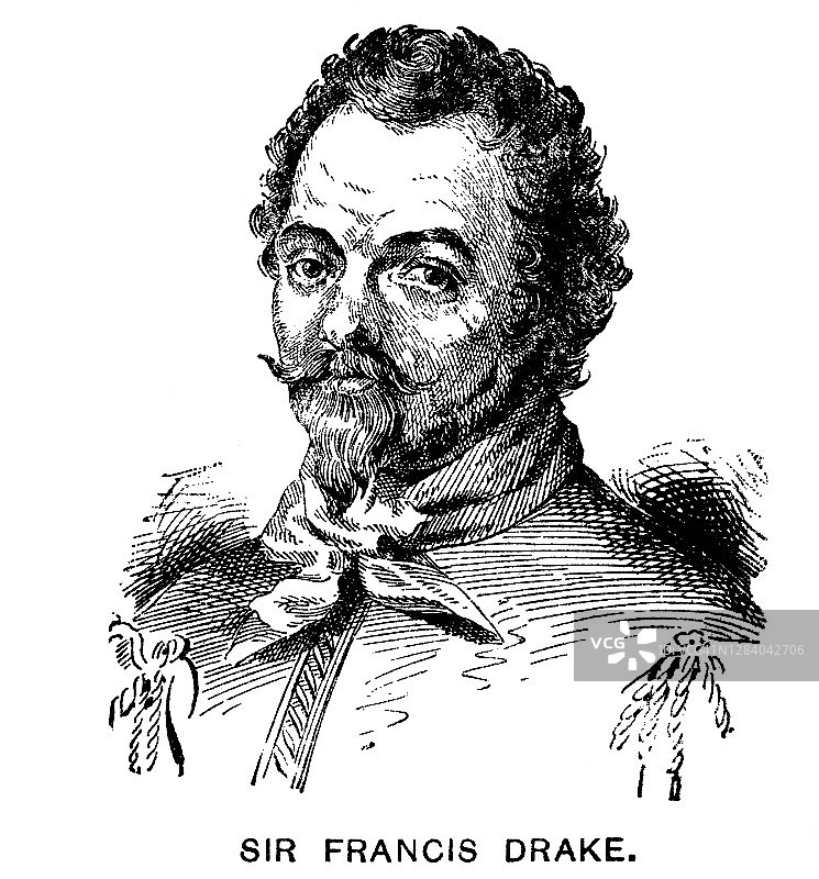 弗朗西斯·德雷克肖像：英国船长、私掠者、海军军官和探险家图片素材
