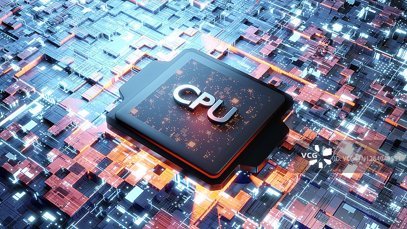 主板上的CPU 3D插画图片素材