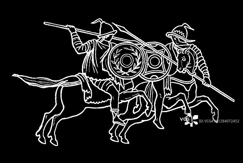 古版画插图：蒙眼角斗士图片素材