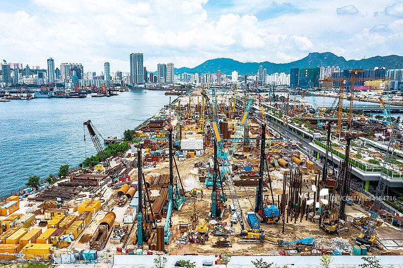 香港建筑工地航拍图片素材