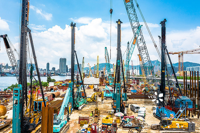 香港建筑工地航拍图片素材