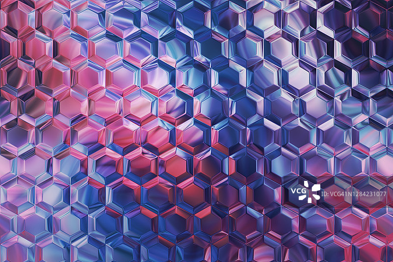 抽象蜂窝全息几何图案纹理粉色蓝色紫色背景图片素材