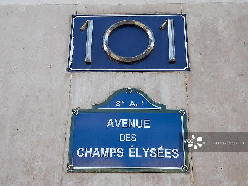 巴黎香榭丽舍大街101号牌匾图片素材