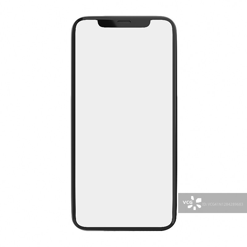 白色背景上的空白白色屏幕手机样机图片素材