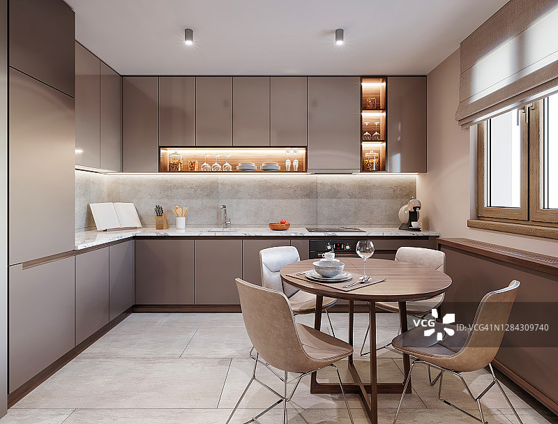现代公寓餐厅室内设计图片素材