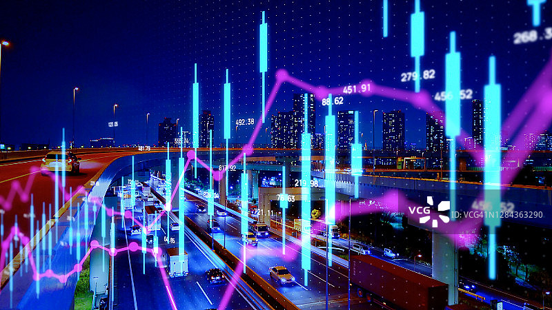 金融科技概念：股票图表，金融科技图片素材