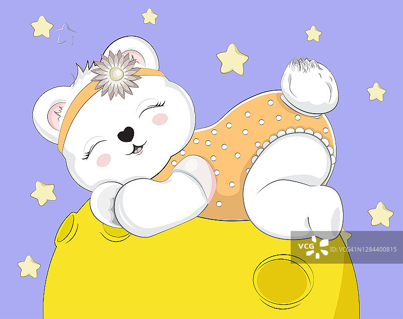 月亮上的泰迪熊女孩图片素材