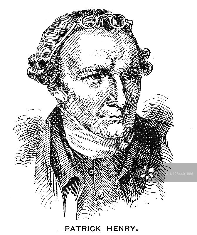 美国律师、种植园主、政治家和演说家帕特里克·亨利画像图片素材