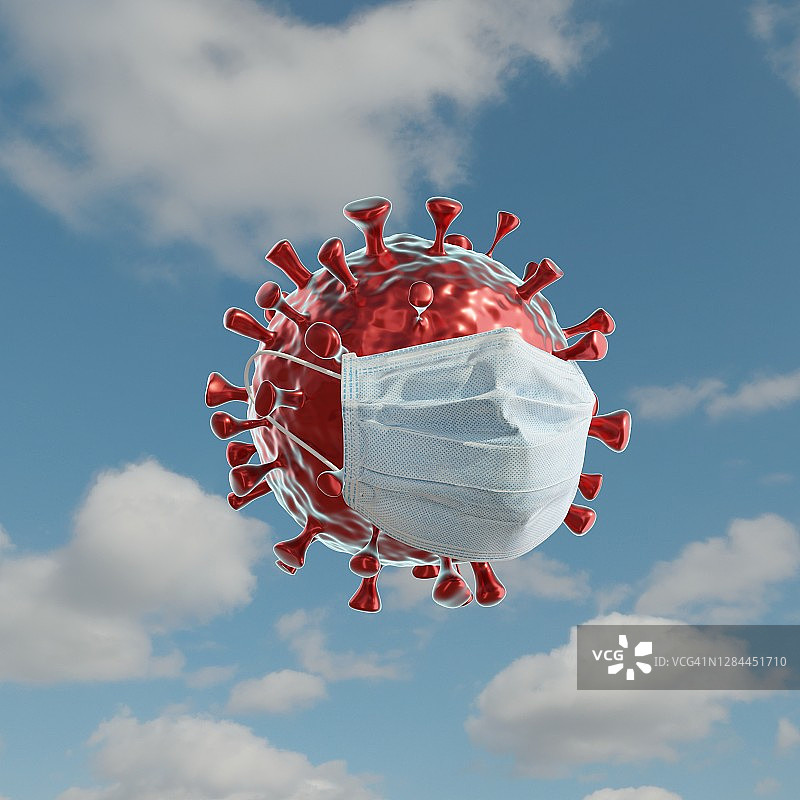 戴口罩的红色病毒图片素材