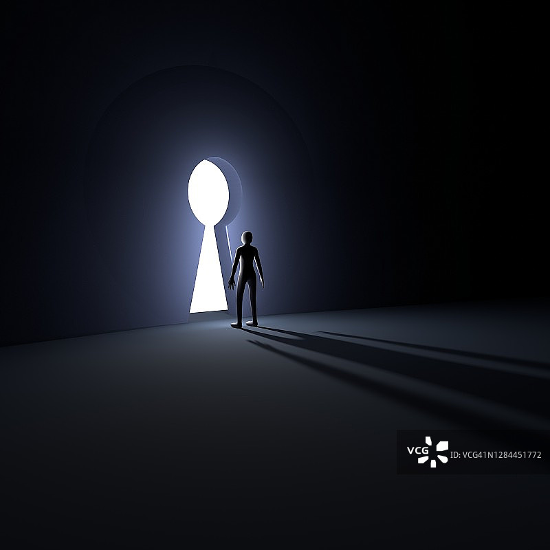 独自站在门口的身影图片素材