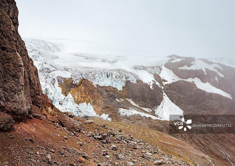 厄瓜多尔卡扬贝火山冰川全景图片素材