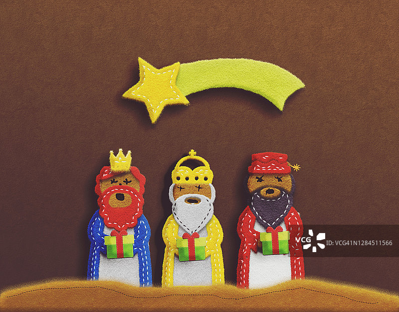 毛毡制成的三智者手工艺术品图片素材