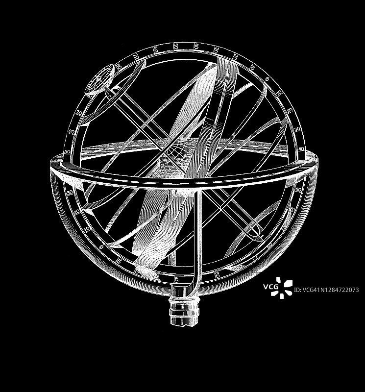 第谷·布拉赫的赤道浑仪老式雕刻插图图片素材