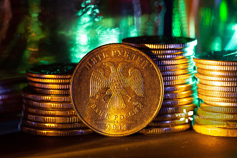 俄罗斯卢布硬币图片素材
