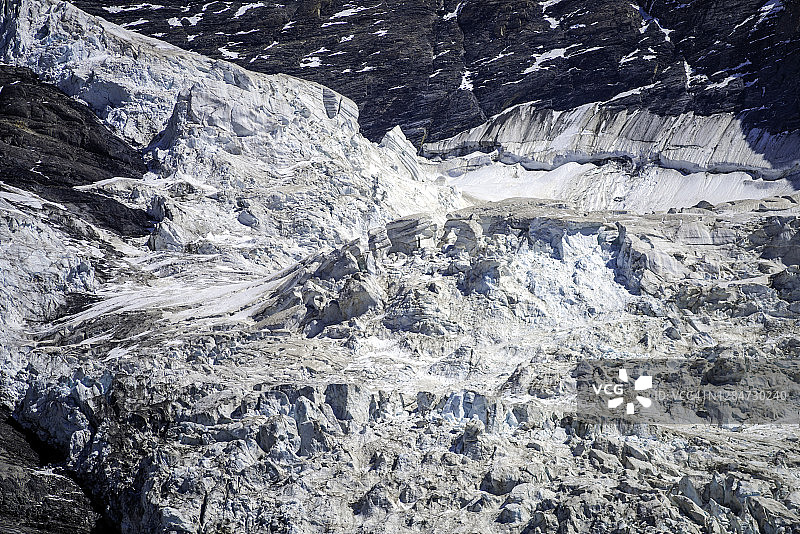 少女峰地区僧侣峰山顶附近的冰川图片素材