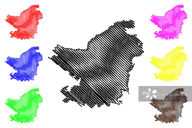 哥伦比亚索莱达市地图矢量涂鸦草图图片素材