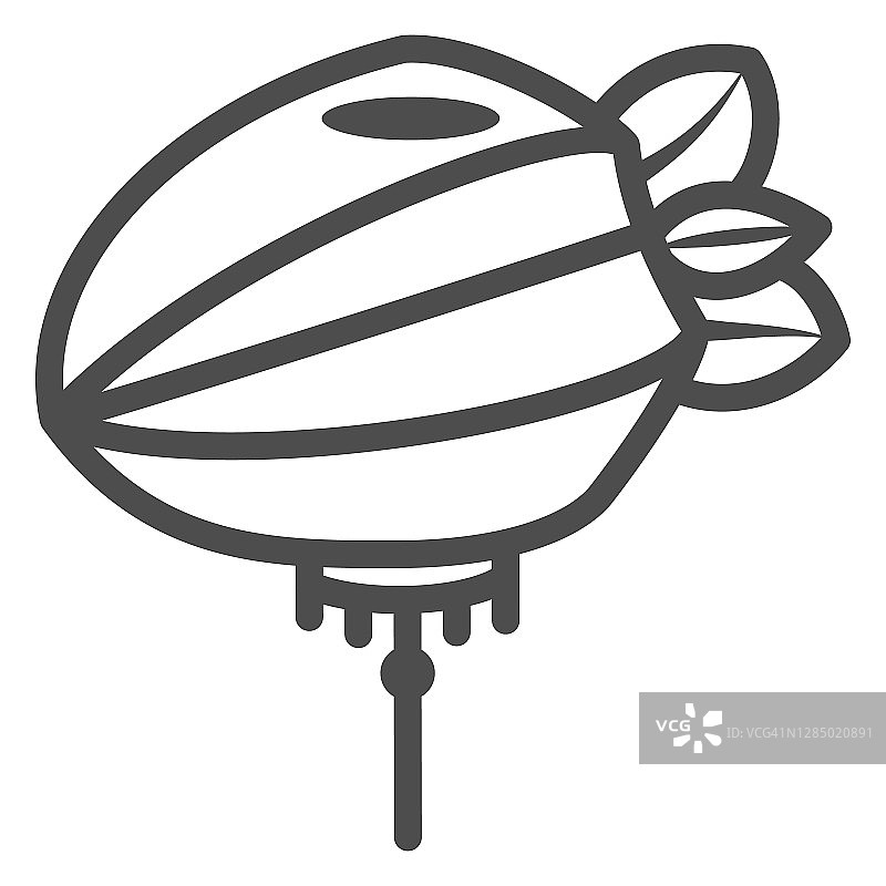 中国灯笼线性图标，中国中秋节概念，带绳子的纸灯笼在白色背景上的标志，来自中国的闪光灯图标，用于网页设计的轮廓样式。矢量图形。图片素材