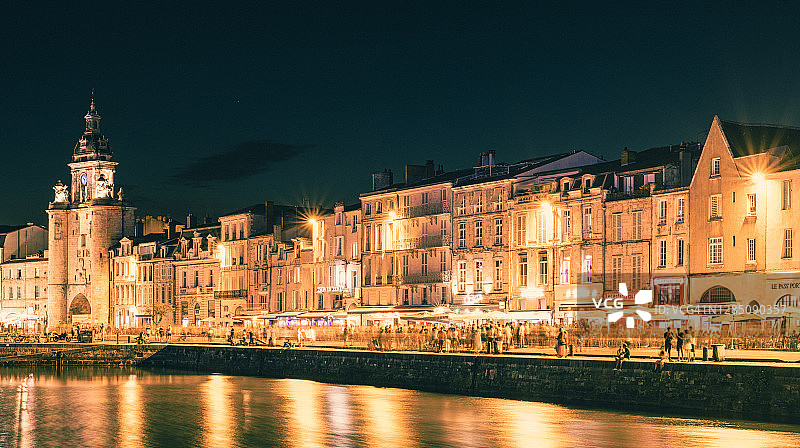 法国拉罗歇尔夜景图片素材