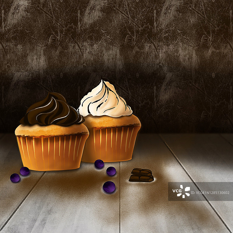 两个纸杯蛋糕图片素材