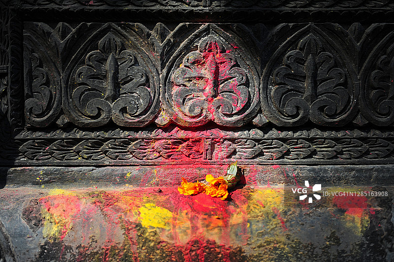 印度教寺庙中的尼泊尔祭品图片素材