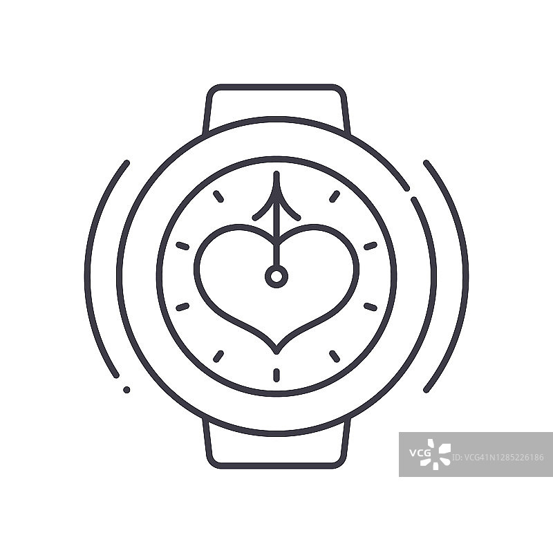 可爱的时间图标，线性隔离插图，细线矢量图片素材